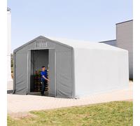 TOOLPORT Outlander 5x8m - 3.0m Sides PVC Industrial Tent with sliding door, PVC 850, grey with statics package (concrete anchors) - (94093)
