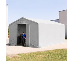 TOOLPORT Outlander 5x8m - 3.0m Sides PVC Industrial Tent with sliding door, PVC 850, grey with statics package (concrete anchors) - (94093)