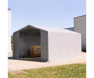 TOOLPORT Outlander 5x8m - 3.0m Sides PVC Industrial Tent with zipper entrance, PVC 850, grey with statics package (concrete anchors) - (94091)