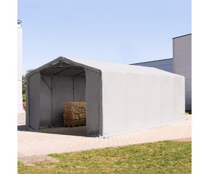 TOOLPORT Outlander 6x10m - 3.0m Sides PVC Industrial Tent with zipper entrance, PVC 850, grey with statics package (concrete anchors) - (94112)