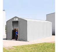 TOOLPORT Outlander 6x12m - 4.0m Sides PVC Industrial Tent with sliding door and skylights, PVC 850, grey with statics package (soft ground anchors) - (93902)