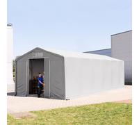 TOOLPORT Outlander 6x16m - 3.0m Sides PVC Industrial Tent with sliding door, PVC 850, grey with statics package (concrete anchors) - (94282)