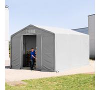 TOOLPORT Outlander 6x6m - 3.0m Sides PVC Industrial Tent with sliding door, PVC 850, grey with statics package (concrete anchors) - (94108)