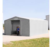 TOOLPORT Outlander 8x10m - 4.0m Sides PVC Industrial Tent with sliding door, PVC 850, grey with statics package (concrete anchors) - (94175)