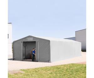 TOOLPORT Outlander 8x12m - 3.0m Sides PVC Industrial Tent with sliding door, PVC 850, grey with statics package (concrete anchors) - (94157)