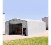 TOOLPORT Outlander 8x12m - 4.0m Sides Industrial Tent with pull-up gate, PRIMEtex 2300, grey with statics package (soft ground anchors) - (93997)