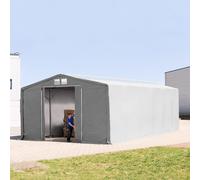TOOLPORT Outlander 8x12m - 4.0m Sides Industrial Tent with sliding door and skylights, PRIMEtex 2300, grey with statics package (soft ground anchors) - (94001)