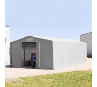 TOOLPORT Outlander 8x12m - 4.0m Sides Industrial Tent with sliding door, PRIMEtex 2300, grey with statics package (soft ground anchors) - (93998)