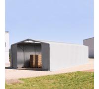 TOOLPORT Outlander 8x16m - 4.0m Sides Industrial Tent with zipper entrance and skylights, PRIMEtex 2300, grey with statics package (soft ground anchors) - (94005)