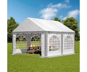 TOOLPORT PRO 3x4m Marquee / Party tent w. ground frame, PVC 750, grey-white - (7248)