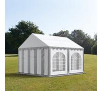 TOOLPORT PRO 4x4m Marquee / Party tent w. ground frame, PVC 750, grey-white - (7225)