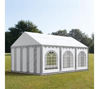 TOOLPORT PRO 4x6m Marquee / Party tent w. ground frame, PVC 750, grey-white - (7341)