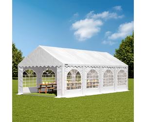 TOOLPORT PRO 4x8m Marquee / Party tent w. ground frame, PVC 750, white - (7336)