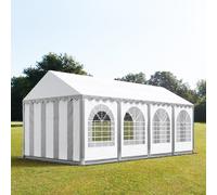 TOOLPORT PRO 4x8m Marquee / Party tent w. ground frame, PVC 800, grey-white - (5370)