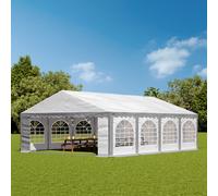 TOOLPORT PRO 5x8m Marquee / Party tent w. ground frame, PVC 750, grey-white - (7324)
