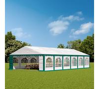 TOOLPORT PRO 6x12m Marquee / Party tent w. ground frame, PVC 750, green-white - (7156)