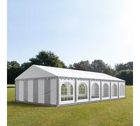 TOOLPORT PRO 6x12m Marquee / Party tent w. ground frame, PVC 750, grey-white - (7157)