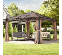 TOOLPORT Rendezvous Garden Gazebo Hardtop Rendezvous Deluxe cappuccino, 4x4m - (300189)