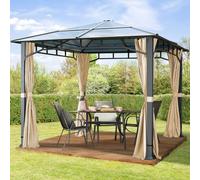TOOLPORT Sunset Garden Gazebo Hardtop Sunset Deluxe 3x3m, champagne - (300166)