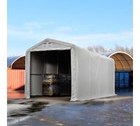 TOOLPORT Viking 4x8m 3.35m Sides Commercial Storage Shelter, 3.5x3.5m Drive Through, PVC 850, grey with statics package (concrete anchors) - (49384)