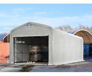 TOOLPORT Viking 5x10m 2.6m Sides Commercial Storage Shelter, 4.1x2.5m Drive Through, PVC 850, grey without statics package - (49500)