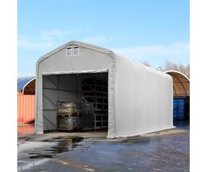 TOOLPORT Viking 5x10m 4m Sides Commercial Storage Shelter, 4.1x3.5m Drive Through, PRIMEtex 2300, grey without statics package - (49506)