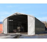 TOOLPORT Viking 6x12m 2.6m Sides Commercial Storage Shelter, 4.1x2.9m Drive Through, PRIMEtex 2300, grey without statics package - (49522)