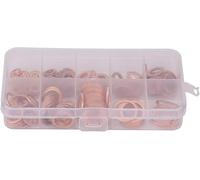 Tools Compatible with Flat Washer, 200pcs Flat Ring Solid Copper Washer Assortment Flat Washers Kit Seal Flat Ring Assorted Set Professional Hardware in Box, Flat Washers