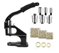Tools Hand Press Grommet Machine Kit - Heavy Duty Eyelet Punch Tool with 3 Dies & 1500 Eyelets, Table Mount for Leather, Fabric & Canvas Black Gold