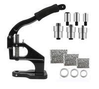 Tools Hand Press Grommet Machine Kit - Heavy Duty Eyelet Punch Tool with 3 Dies & 1500 Eyelets, Table Mount for Leather, Fabric & Canvas Black Silver