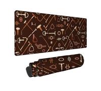 Tools Large Mouse Pad, Rustic Vintage Rope Shovel Autumn Brown Rubber Non Slip Aesthetic Long Keyboard Mat Desk Accessories for Gaming Computer Laptop 12x32 Inch