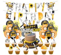 Tools Party Decorations Tools Birthday Party Supplies Includes Toolbox Happy Birthday Banner Cake Topper Cupcake Topper Balloons for Tools Themed P