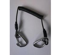 Tools Safety Lanyard 2 Loops Double Clips Coil Spring Wire - BBI Heavy Duty 2 Strong Cables Attachments (BlackBigHook)