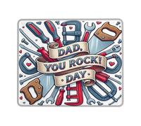Tools Small Mouse Pad, Celebratory Vintage Hearts Banner Father's Day Red Square Rubber Smooth Portable Travel Mousepad Decor for Home Office Work Gaming Desk Square 8x10 Inch