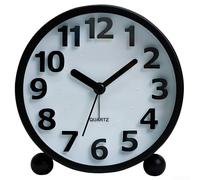 ToolsEvery Alarm Clock with Quartz Movement and Metal Casing for Students Featuring Raised Numerals and Push Button Light (Black)