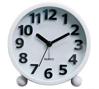 ToolsEvery Alarm Clock with Quartz Movement and Metal Casing for Students Featuring Raised Numerals and Push Button Light (White)