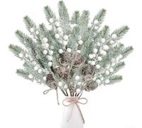 ToolsEvery Set Of 8 Artificial Christmas Pine Branches, 30X20x5cm, With Snow Frosted Red Berries For Winter Holiday Home Decor(Ginkgo Nut)