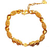 ToolsEvery Unique Gold Plated Copper Alloy Pi Xiu Bracelet in Chinese Vintage Style, Adjustable Length for Women Featuring Cultural Beast Motif
