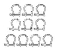 TOOLSGO 10Pcs Bow Shackle D Anchor 100KG Load Stainless Steel D Shape for Camping Hiking Climbing Machinery Railways M5