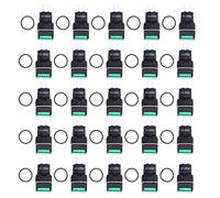 TOOLSGO 25Pcs 16mm 8 Pin Push Button Switch 2V Square Latching and Momentary Switch with LED Light for Automation Equipment DIY Projects and More(Green)