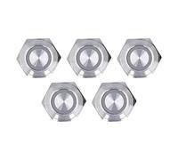TOOLSGO 5Pcs 16mm Metal Momentary Push Button Switch 4 Pin Water Proof Self Reset Button Switch 1NO with LED for Cars Trucks Boats and More (DC3~6V White)