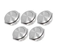TOOLSGO 5Pcs 2 Pin Round Flat Top Push Button Switch Stainless Steel Water Proof Momentary Switch 1NO 0-220 V for Cars Boats Circuit Control (19mm)