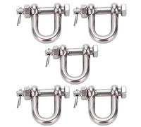 TOOLSGO 5Pcs D Ring Anchor Shackle Screw Pin with Insurance 304 Stainless Steel Marine Land Lifting M8 for Ports Construction Machinery