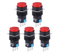 TOOLSGO 5PCS Momentary Push Button Switch LA16-11/AB6-M AC 3A DC 30V 5A Round Button Switch for Boat Car Truck Horn (Red)