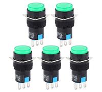 TOOLSGO 5PCS Momentary Push Button Switch LA16-11/AB6-M AC 3A DC 30V 5A Round Button Switch for Boat Car Truck Horn (Green)