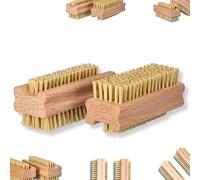 ToolSpace 2x Nail Brush - Double Sided - Wood Solid Strong Mix Agawa Tapica and Synthetic Bristles - Nail Cleaning Brush - Nail Hand Wash Finger Brush - Scrubbing Brush for Cleaning Dirt - Hand Brush