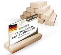 ToolSpace Business Card Display Stand - Beech Wooden Business Place Card Holders - Business Card Display - Beautiful Desk Decoration - Natural Solid Beech Wood - 1.8x3x10 cm - 10 pieces