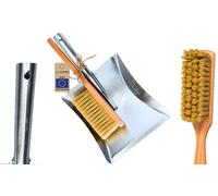 Toolspace | Set of 2 Dustpans | Stainless Steel Dustpan | Hand Brush Natural Bristles, Beech Wood Metal Garden | Dustpan Solid | Broom and Dustpan | Hand Broom, Galvanised Dustpan | Dustpan