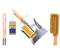 Toolspace | Set Of 2: Galvanised Metal Dustpan And Hand Brush | Hand Brush Natural Beech Wood Bristles | Wooden Brush | Stainless Steel Dustpan | Shovel Long Handle | Fireplace Coal Shovel