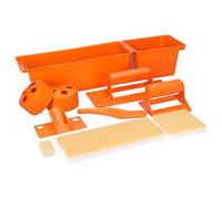 Toolspace Universal Painting Set of 9 Pieces - Complete Painting Set with 3xAbsorbent Sponges And Handles - 1xPaint Tub with Roller - for Acrylics Oil Paints, Water Based Paints - Orange Paint Tub